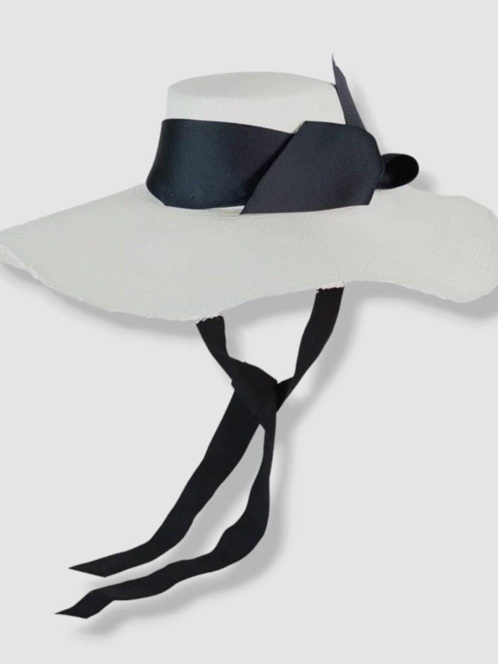 Sensi Studio Women's White Straw Frayed Self-Tie Cordovan Hat Size S